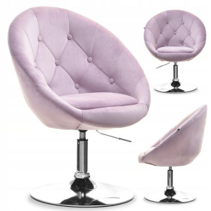 Designerski Fotel Do Salonu Róż Lounge 3 Liliowy Welur