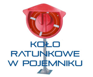 Koło ratunkowe w pojemniku na stojaku