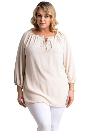 Bluzka TAMARA ściągana przy szyi kremowa 50 PLUS SIZE PLUS SIZE