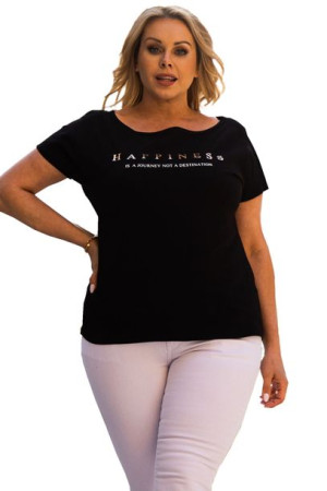 Bluzka NUNA t-shirt happiness czarna 42