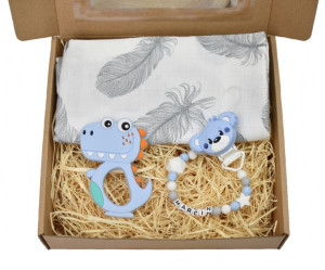 Zestaw prezentowy dla chłopca Baby Shower Bociankowe prezent CHRZEST