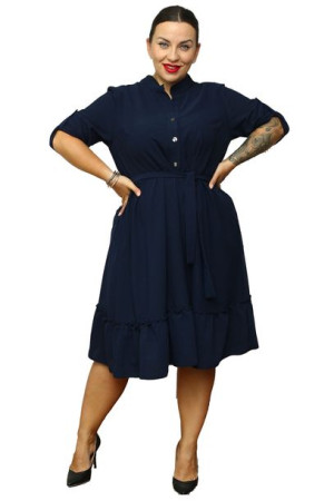 Sukienka VIKTORA z falbanką granat 48 PLUS SIZE