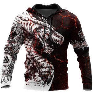 Bluza Męska Chłopięca Z Kapturem Z Efektem 3d Smok M