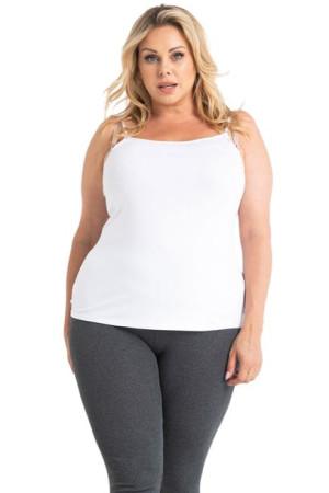 Bluzka POLANA basic na cienkich ramiącz ecru 54 PLUS SIZE