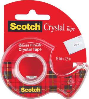 Taśma klejąca Scotch Crystal 19mmx7,5m krystalicznie przezroczysta w podajn