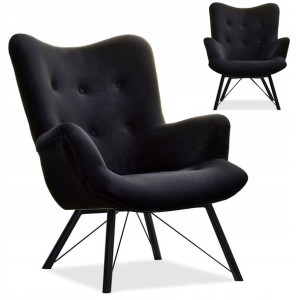 Designerski Fotel Z Weluru Do Salonu Dalton Czarny