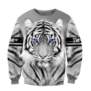 Bluza Męska Chłopięca Z Efektem 3d Biały Tygrys Xxl
