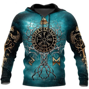 Bluza Męska Chłopięca Drzewo Życia Wikingów Z Kapturem I Efektem 3d L