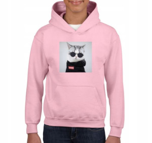 Bluza kot w bluzie supreme dziecięca różowa 128