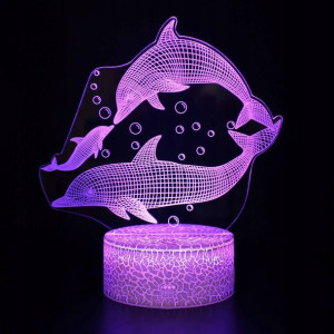 Lampka nocna 3D LED-Delfin- Hologram