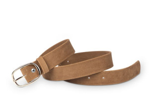 Pasek damski klasyczny sepia welur 3 cm