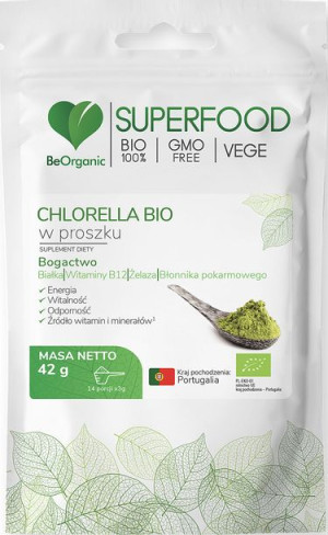 BeOrganic Chlorella BIO w proszku 42g, Medlicaline