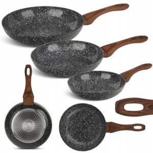 Zestaw Patelni 3x Patelnia Marmurowa 20 24 28cm