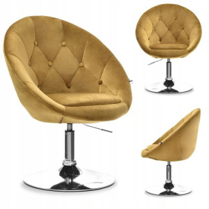 Designerski Fotel W Stylu Glam Lounge 3 Złoty Chrom
