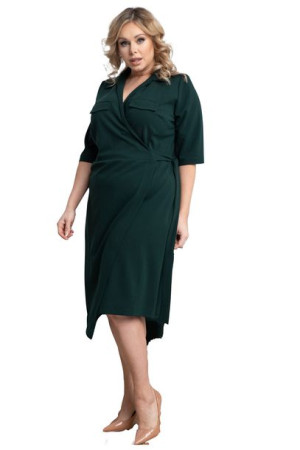 Sukienka MORGANA wiązana kopertowa b. zieleń 52 PLUS SIZE