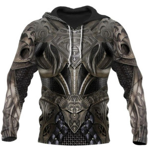 Bluza Męska Młodzieżowa Z Kapturem I Efektem 3d Zbroja Templariusza 4xl