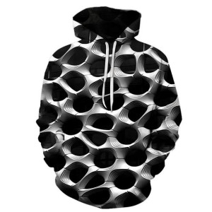 Bluza Męska Młodzieżowa Z Kapturem Efektem 3d Abstrakcyjna S