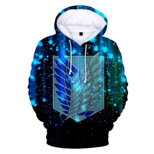 Bluza Męska Młodzieżowa Z Kapturem I Efektem 3d Anime Attack On Titan Xxl