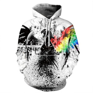 Bluza Męska Młodzieżowa Z Kapturem I Efektem 3d Orzeł Tęcza Xxl