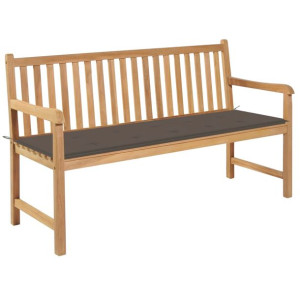 Ławka ogrodowa z poduszką taupe, 150 cm, lite drewno tekowe