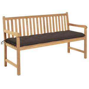 Ławka ogrodowa z poduszką taupe, 150 cm, lite drewno tekowe