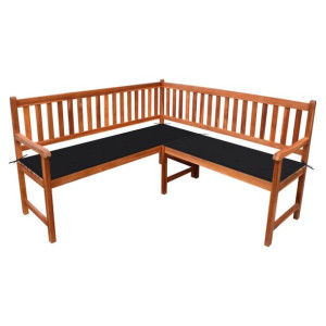Narożna ławka ogrodowa z poduszkami, 150 cm, drewno akacjowe