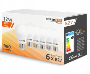 6x Żarówka LED E27 12W SuperLED 960lm 120W