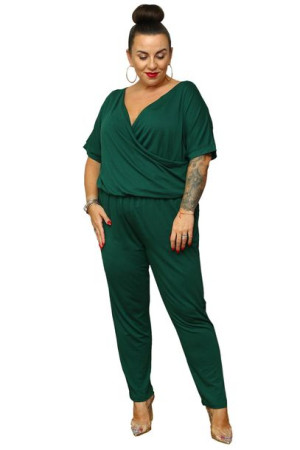 Kombinezon IBIZA kopertowy butelkowa zieleń 54 PLUS SIZE