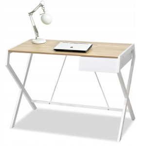 Małe Designerskie Biurko Designo Dąb Sonoma Białe