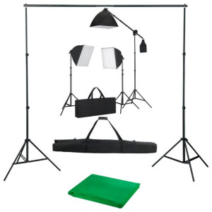 Fotograficzny zestaw studyjny z lampami softbox i tłem