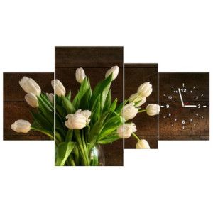 ZEGAR  Kremowe tulipany 120x70