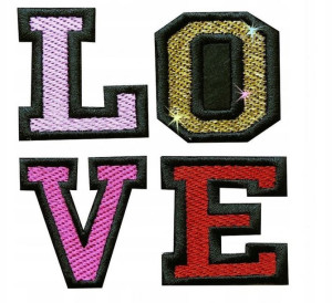 Haftowane Naszywki LOVE Pink and Gold