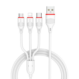 Borofone Kabel BX17 Enjoy 3w1 USB na Typ C, micro USB, Lightning 2,4A 1 met