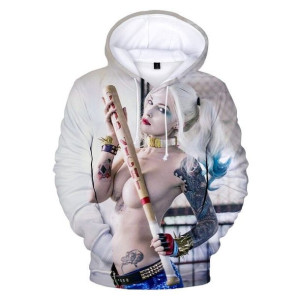 Bluza Męska Młodzieżowa Z Kapturem I Efektem 3d Harley Quinn L