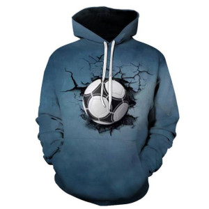 Bluza Męska Młodzieżowa Z Kapturem I Efektem 3d Piłka Nożna Football L