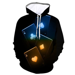 Bluza Męska Młodzieżowa Z Kapturem I Efektem 3d Karty Do Gry 5xl