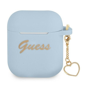 Etui Guess GUA2LSCHSB Apple AirPods niebieski/blue Silicone Charm Heart Col