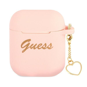 Etui Guess GUA2LSCHSP Apple AirPods różowy/pink Silicone Charm Heart Collec
