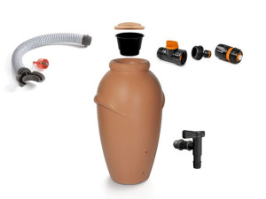 Kompletny zbiornik na deszczówkę, BECZKA 210l Terrakota