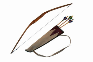 Łuk drewniany profilowany kołczan 3 strzały 93cm