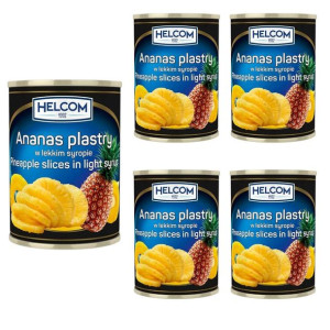 Ananas plastry w lekkim syropie Helcom 580ml (zestaw 5 sztuk)