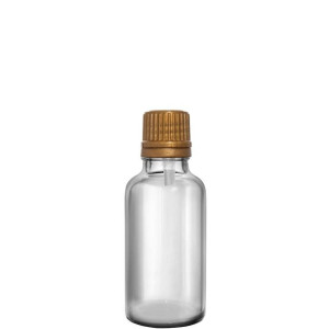 Butelka Szklana 30ml Bezbarwna Z Kroplomierzem Złotym