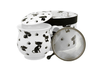 Kubek z zaparzaczem retro KOTY CZARNE 530ml Duo