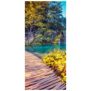 NAKLEJKA NA DRZWI  Jezioro Plitvice jesienią 95x205