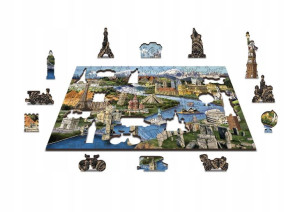 Drewniane Puzzle z figurkami - Atrakcje świata