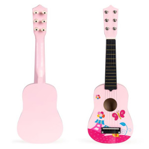 Gitara dla dzieci drewniana metalowe struny kostka