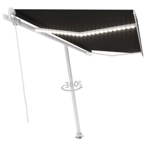 Ręcznie zwijana markiza z LED, 450 x 300 cm, antracytowa