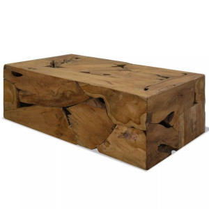 Stolik kawowy z drewna tekowego, 90 x 50 x 35 cm, brązowy