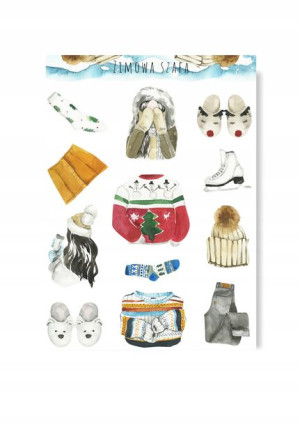 Naklejki zimowe scrapbooking bullet journal zima