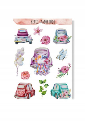 Naklejki z retro samochodami garbusy album diy
